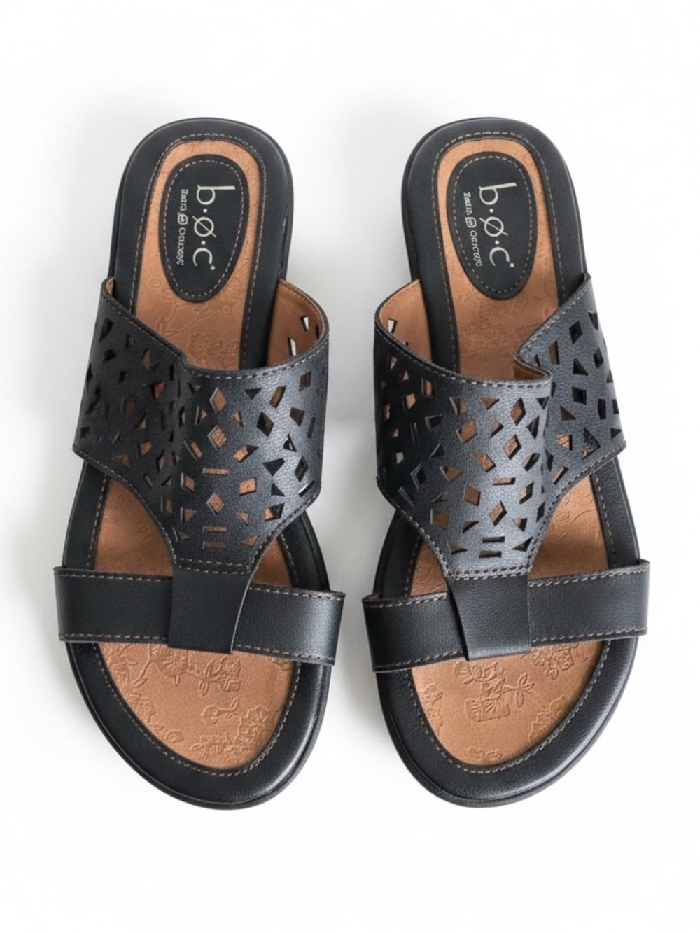 b.o.c Born Concept Laser Cut Slide Sandals Espresso Brown Comfort Shoes Size 6